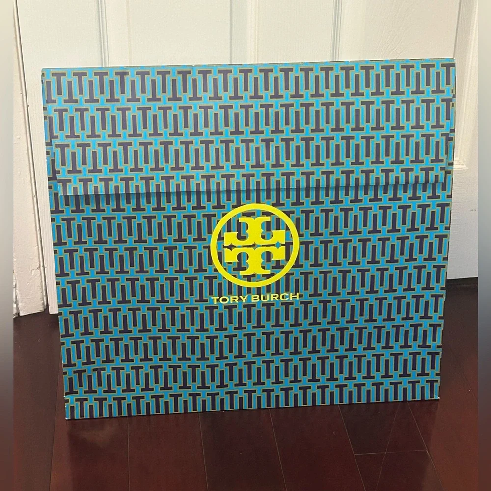 XL Tory Burch Patterned Gift Bag in Blue and Yellow 17”-19”